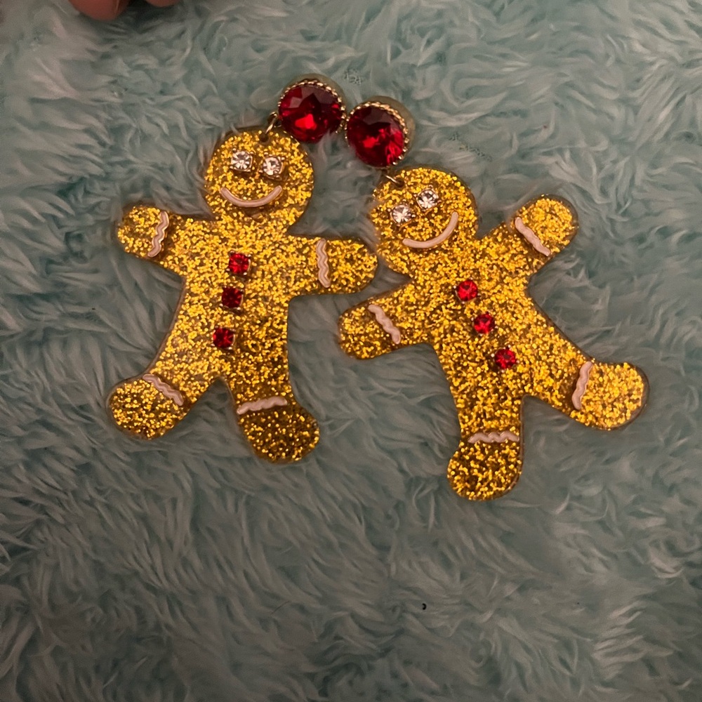 Festive Gold Gingerbread Earrings